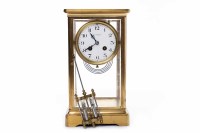 Lot 32 - FOUR GLASS MANTEL CLOCK The French two train...