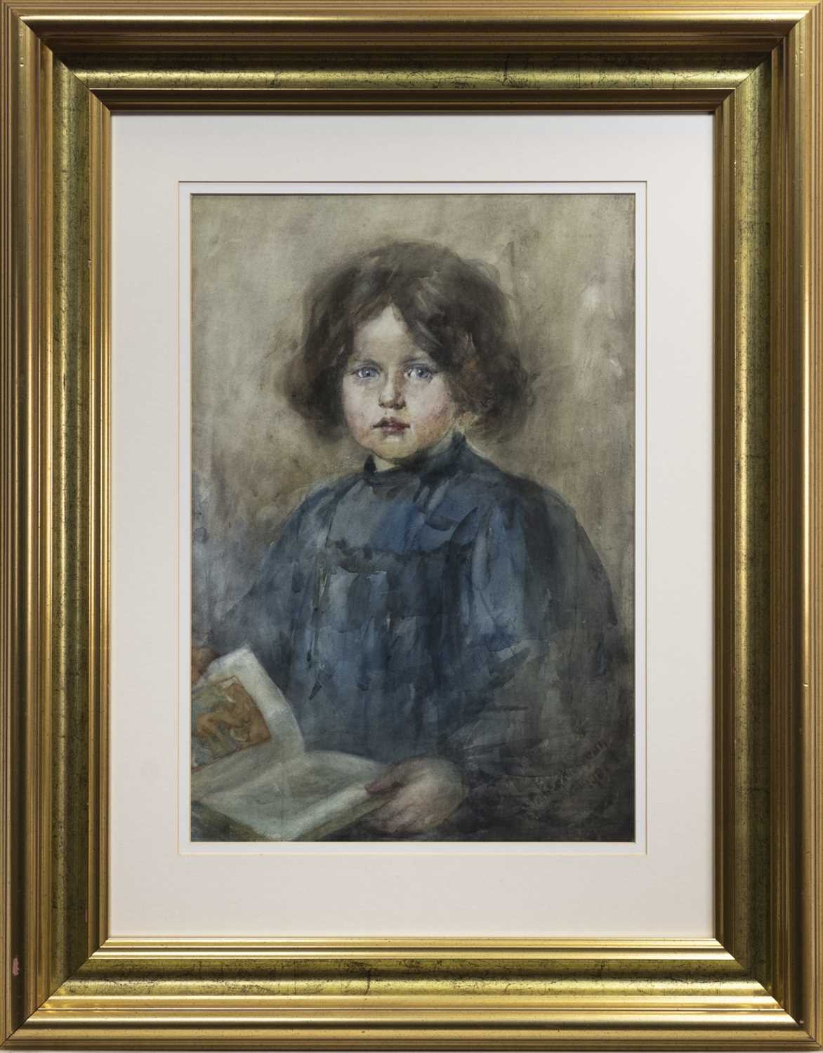 Lot 85 - HALF-LENGTH PORTRAIT OF A YOUNG GIRL, A WATERCOLOUR BY HANNAH CLARKE PRESTON MACGOUN