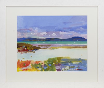 Lot 773 - OUTER HEBRIDES, AN ACRYLIC BY ALISTAIR BENNIE