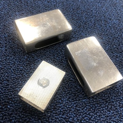 Lot 329 - A LOT OF THREE SILVER MATCHBOX HOLDERS