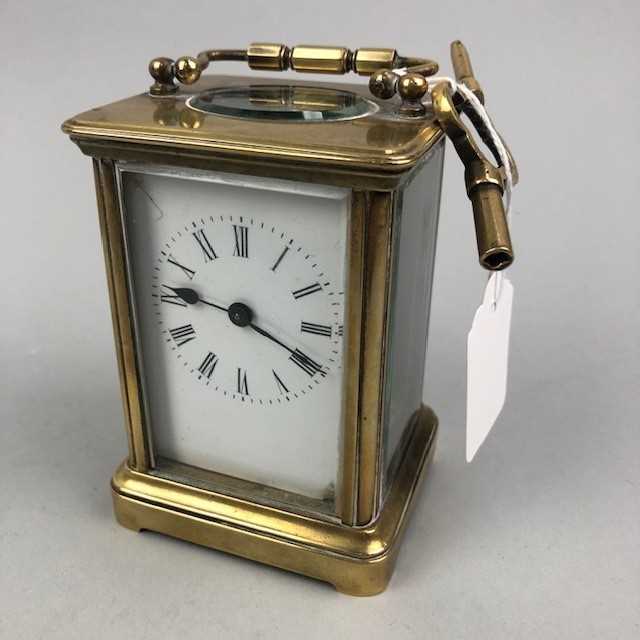 Lot 1 - AN EARLY 20TH CENTURY BRASS CARRIAGE CLOCK