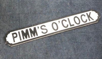 Lot 406 - PIMM'S O'CLOCK, A PAINTED WOOD STREET SIGN STYLE PLAQUE