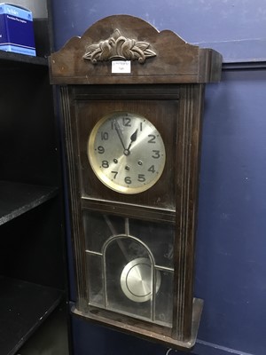 Lot 340 - A 20TH CENTURY MAHOGANY WALL CLOCK