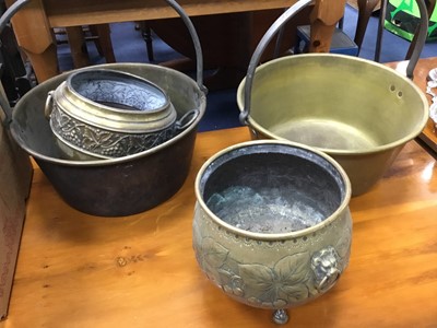 Lot 348 - A LOT OF BRASS WARE INCLUDING JELLY PANS