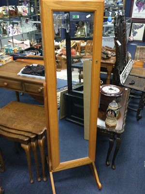 Lot 354 - A MODERN STAINED WOOD CHEVAL MIRROR