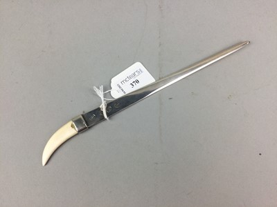 Lot 370 - A SILVER LETTER OPENER