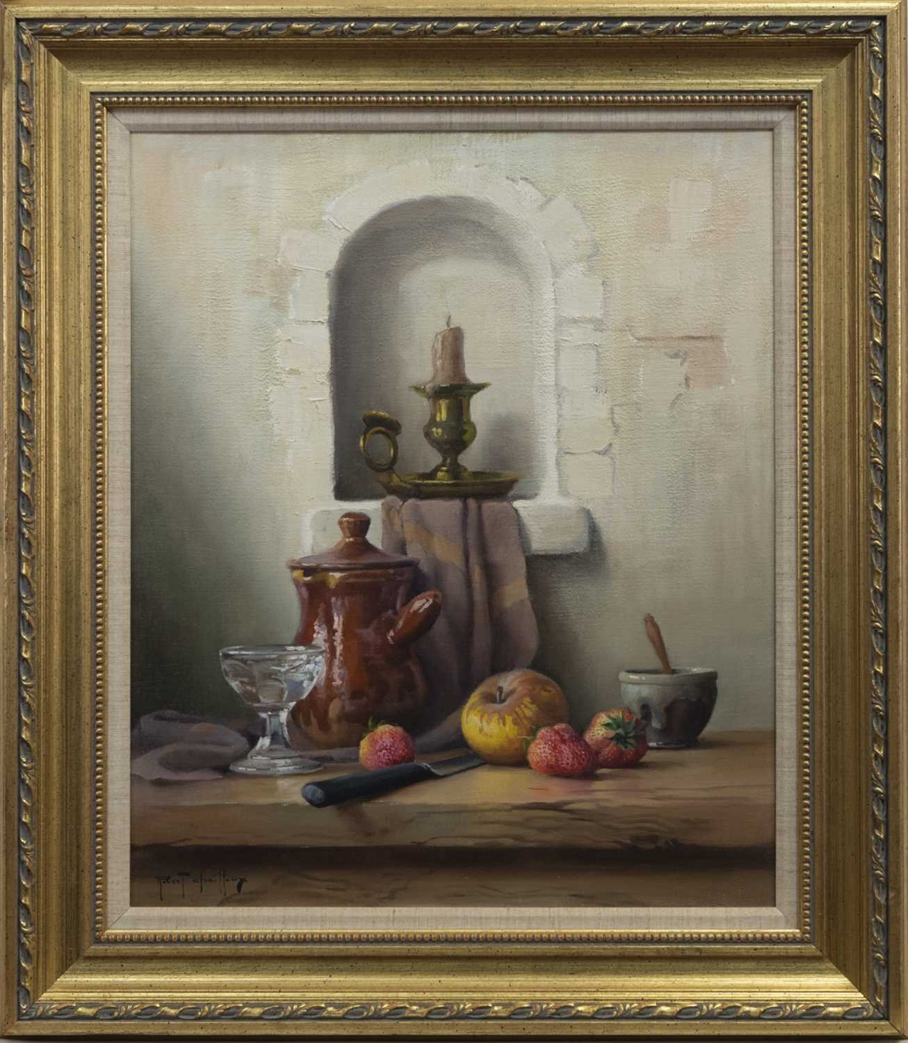 Lot 95 - STILL LIFE WITH NICHE, AN OIL BY ROBERT CHAILLOUX