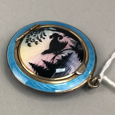 Lot 377 - AN ART DECO SILVER AND GUILLOCHE ENAMEL COMPACT