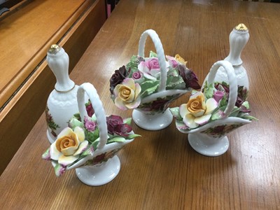 Lot 476 - A LOT OF TWO ROYAL ALBERT OLD COUNTRY ROSES TEA POTS AND POSY ORNAMENTS