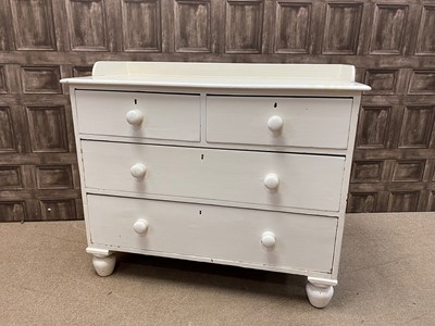 Lot 387 - A WHITE PAINTED CHEST OF TWO SHORT OVER TWO LONG DRAWERS