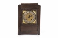 Lot 73 - EARLY TWENTIETH CENTURY OAK CASED MANTEL CLOCK...