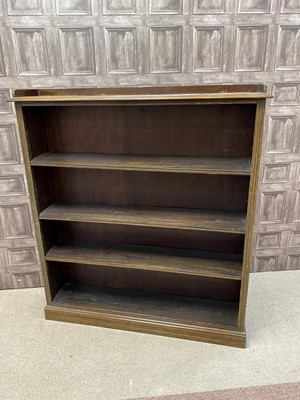 Lot 388 - A MAHOGANY OPEN BOOKCASE