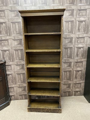 Lot 426 - A MAHOGANY OPEN BOOKCASE AND ANOTHER