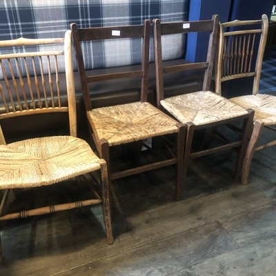 Lot 432 - A PAIR OF MAHOGANY CHAIRS AND TWO OTHERS