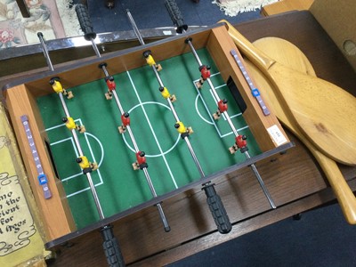 Lot 515 - CHINESE STAR CHECKERS ALONG WITH TABLE FOOTBALL AND TWO RACKETS