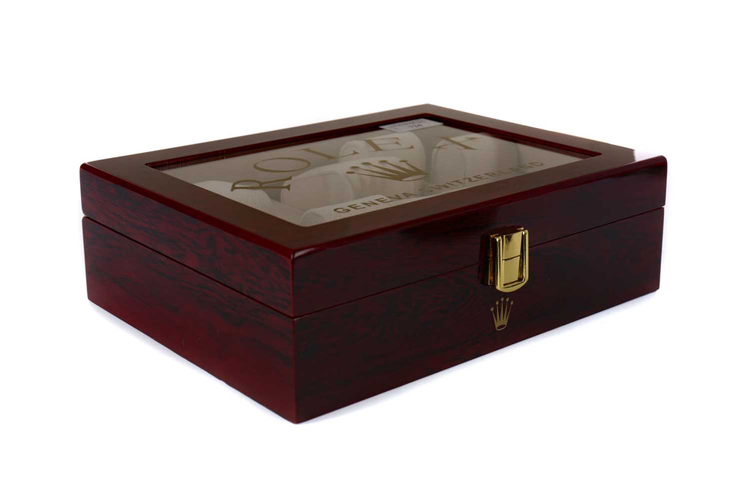 Lot 724 - A WOODEN WATCH DISPLAY BOX
