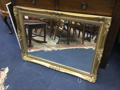 Lot 445 - A MODERN GILT FRAMED WALL MIRROR AND ANOTHER WALL MIRROR