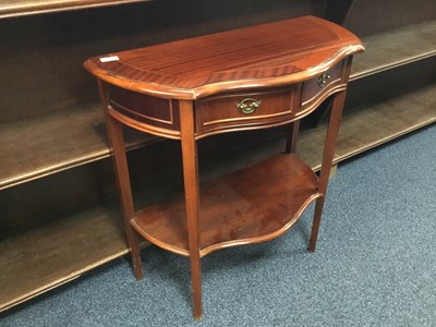 Lot 453 - A REPRODUCTION HALL TABLE AND A MAHOGANY PLANT STAND