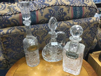 Lot 455 - A LOT OF CRYSTAL AND GLASS WARE INCLUDING DECANTERS