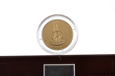 Lot 96 - A GOLD PROOF 100 VATU COIN DATED 1997