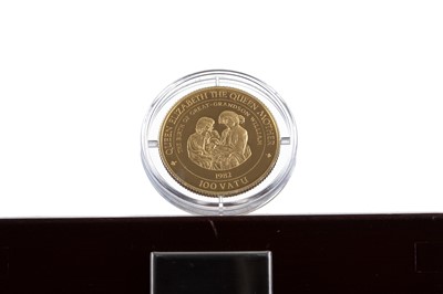 Lot 96 - A GOLD PROOF 100 VATU COIN DATED 1997