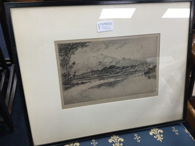 Lot 506 - ROAD THROUGH THE PASS, TROSSACHS, SCOTLAND, AN ETCHING BY PETER GRAHAME, AND ANOTHER