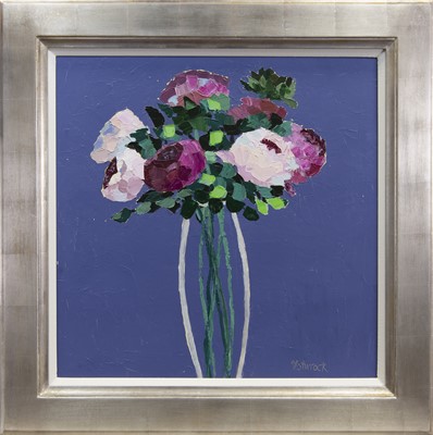 Lot 716 - STILL LIFE OF FLOWERS IN A VASE, AN OIL BY FIONA STURROCK