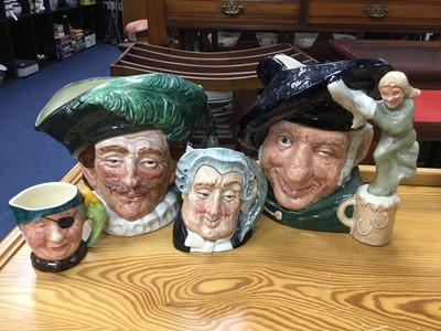 Lot 104 - A LOT OF THREE ROYAL DOULTON TOBY JUGS AND ANOTHER