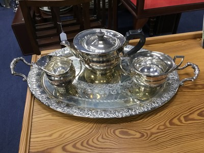 Lot 111 - A LOT OF SILVER PLATED WARE INCLUDING A TEA SERVICE