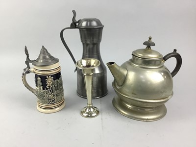 Lot 141 - A LOT OF SILVER PLATE, PEWTER, BRASS AND OTHER ITEMS