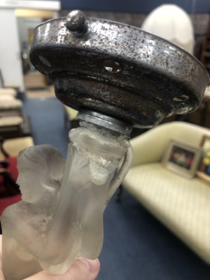 Lot 129 - AN ART DECO OPAQUE GLASS FIGURAL TABLE LAMP AND OTHER GLASS WARE