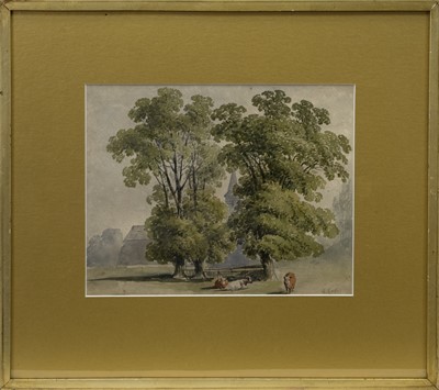 Lot 249 - CATTLE BENEATH THE TREE, A WATERCOLOUR BY WILLIAM HENRY EARP
