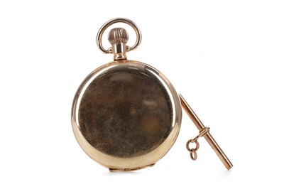 Lot 703 - A GOLD PLATED WALTHAM FULL HUNTER POCKET WATCH AND A GOLD T-BAR