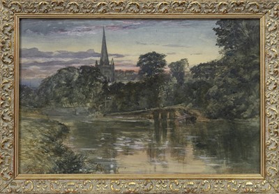 Lot 101 - HOLY TRINITY CHURCH, STRATFORD-UPON-AVON, A WATERCOLOUR BY SAM BOUGH