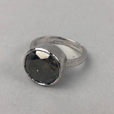 Lot 286 - A MOISSANITE RING AND TWO GEM SET RINGS