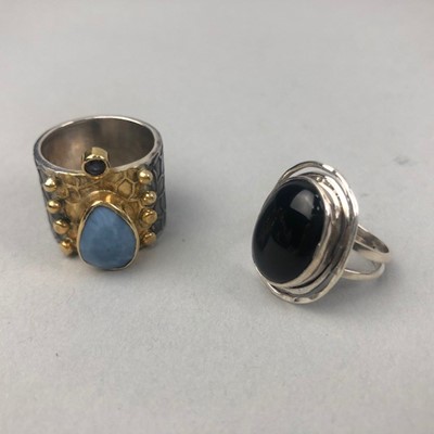 Lot 286 - A MOISSANITE RING AND TWO GEM SET RINGS