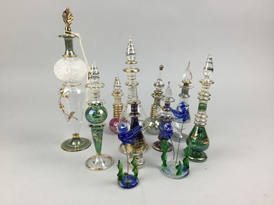 Lot 147 - A COLLECTION OF EGYPTIAN STYLE GLASS SCENT BOTTLES