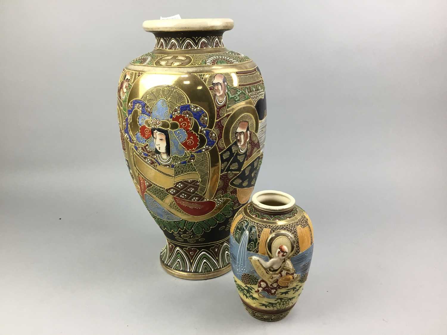 Lot 14 - A LOT OF TWO EARLY 20TH CENTURY JAPANESE SATSUMA VASES