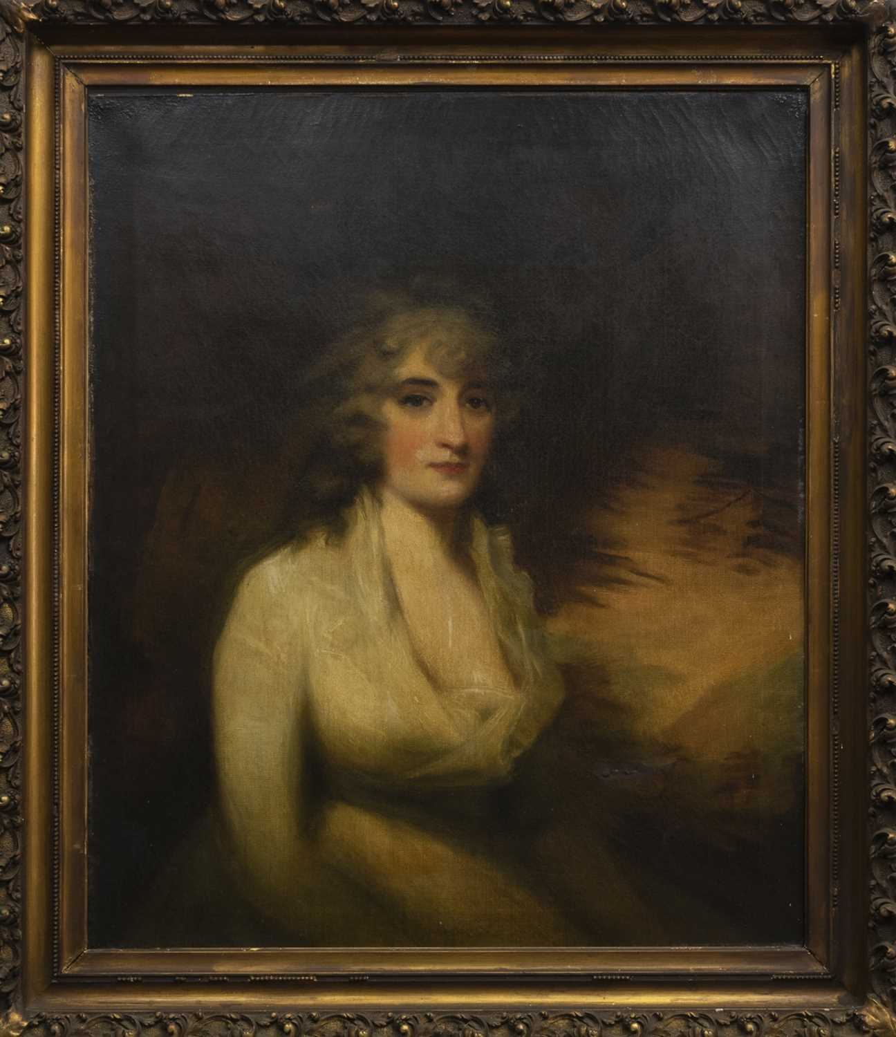 Lot 100 - PORTRAIT OF A LADY, AN OIL FROM THE CIRCLE OF SIR HENRY RAEBURN