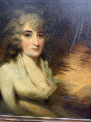 Lot 100 - PORTRAIT OF A LADY, AN OIL FROM THE CIRCLE OF SIR HENRY RAEBURN
