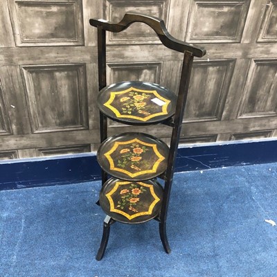 Lot 183 - A THREE TIER FOLDING CAKE STAND
