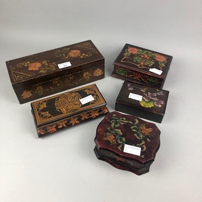 Lot 284 - AN EARLY 20TH CENTURY GLOVE BOX AND FOUR OTHER BOXES