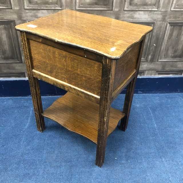 Lot 266 - AN OAK NEEDLEWORK TABLE