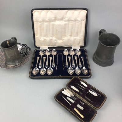 Lot 178 - A SET OF TWELVE SILVER PLATED SPOONS AND OTHER SILVER PLATE