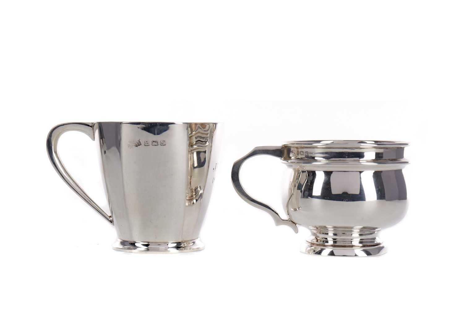 Lot 418 - A LOT OF TWO GEORGE V SILVER CHRISTENING CUPS