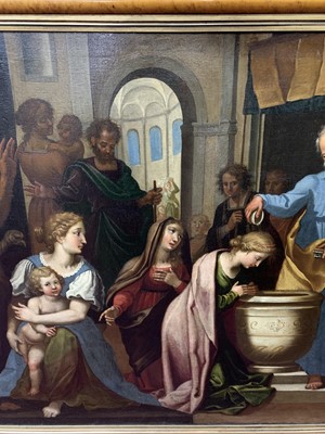 Lot 99 - A 19TH CENTURY, OLD MASTER BAPTISM SCENE