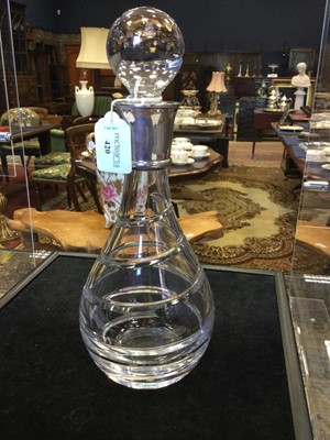 Lot 420 - A CARRS SILVER COLLARED DECANTER