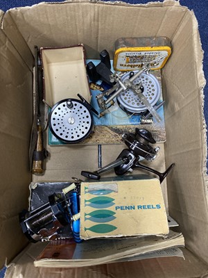 Lot 212 - A LOT OF FISHING TACKLE, REELS, FLIES AND LURES