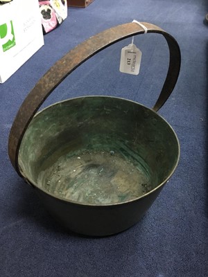 Lot 213 - A BRASS JELLY PAN AND OTHER ITEMS