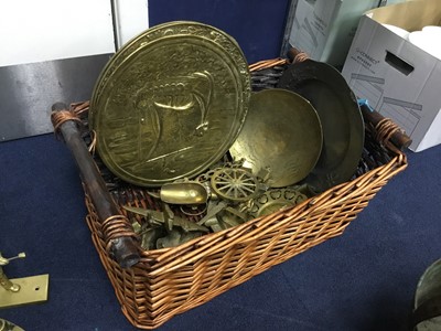 Lot 213 - A BRASS JELLY PAN AND OTHER ITEMS